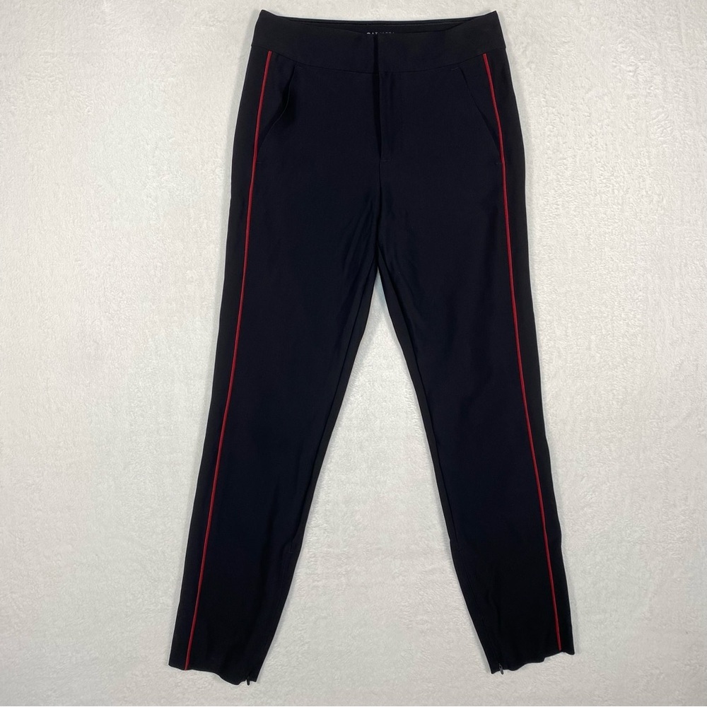 Athleta Women’s Stellar Novelty Trouser Black With Red‎ Stripes Size 2
